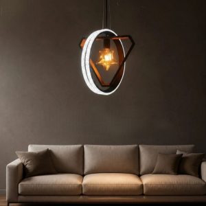لوستر مدرن چوبی نگین کریستال